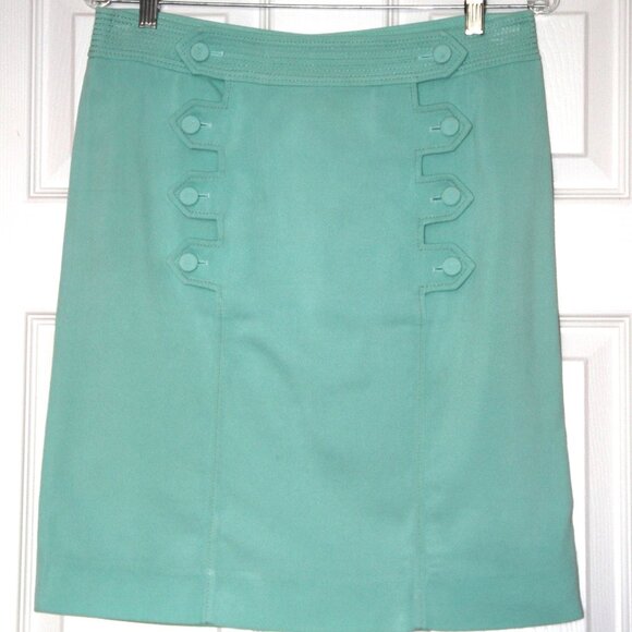Givenchy Paris Skirt Mint Green Twill Cotton Sailor Front Made in France EU 40 - Picture 1 of 8